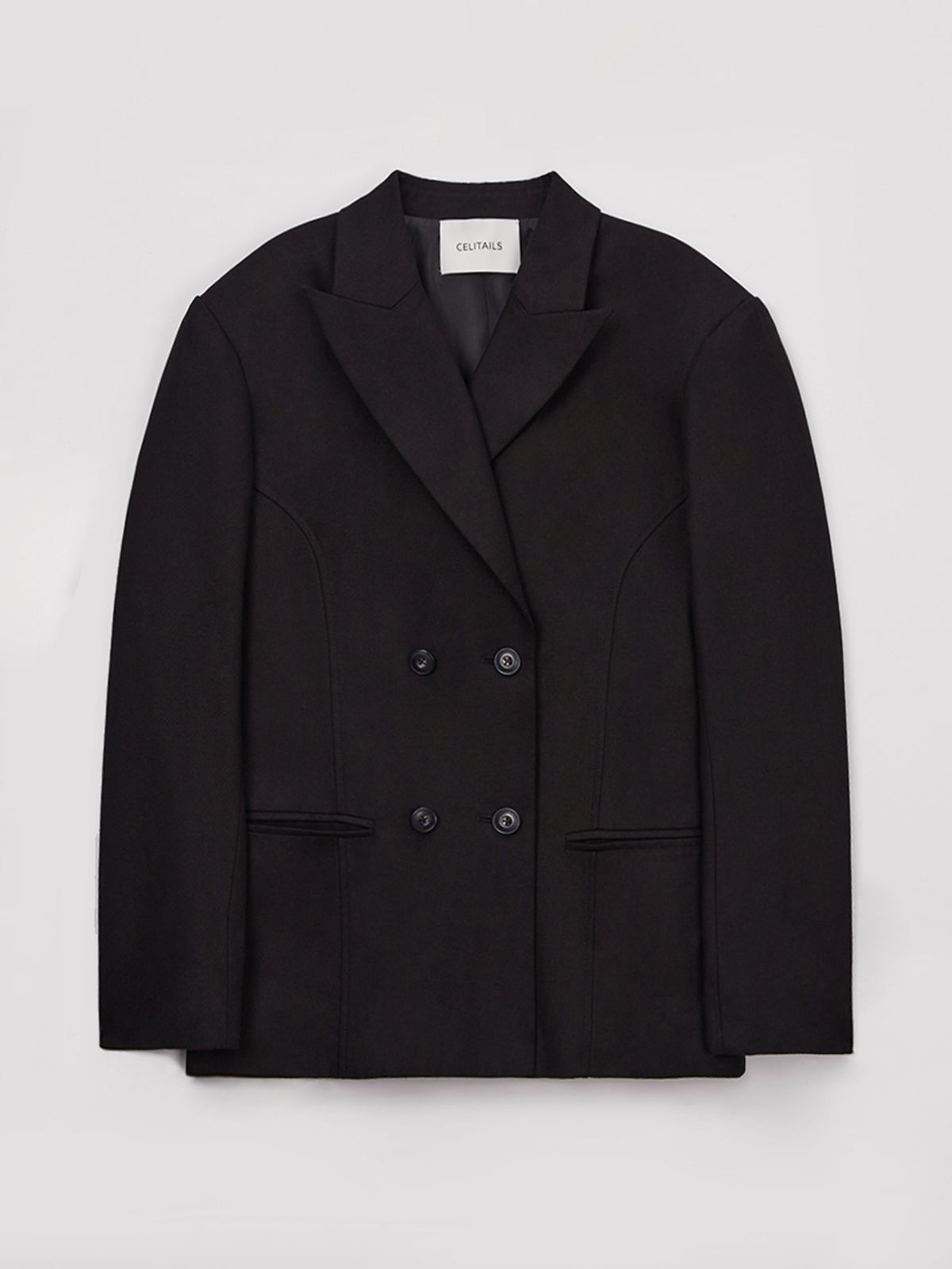 셀리테일즈(CELITAILS) PEAKED LAPEL DOUBLE JACKET_STRONG BLACK