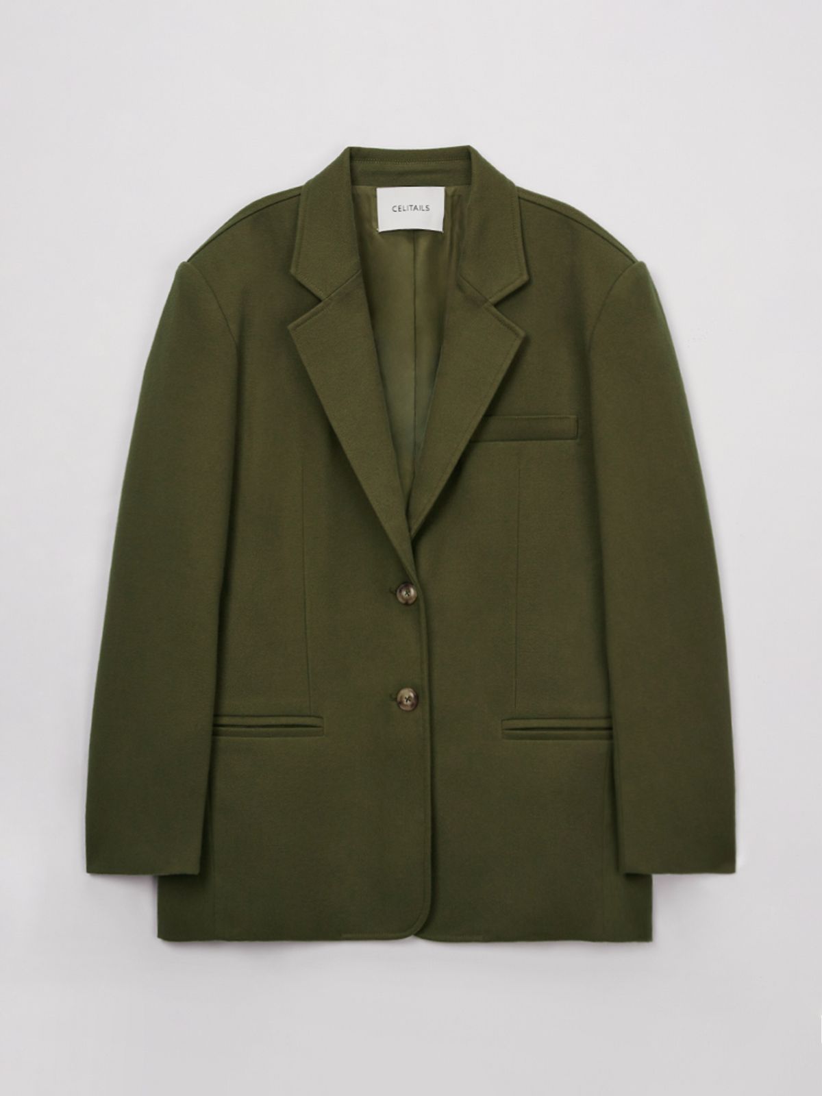 셀리테일즈(CELITAILS) OVERFIT SINGLE JACKET_DARK GREEN