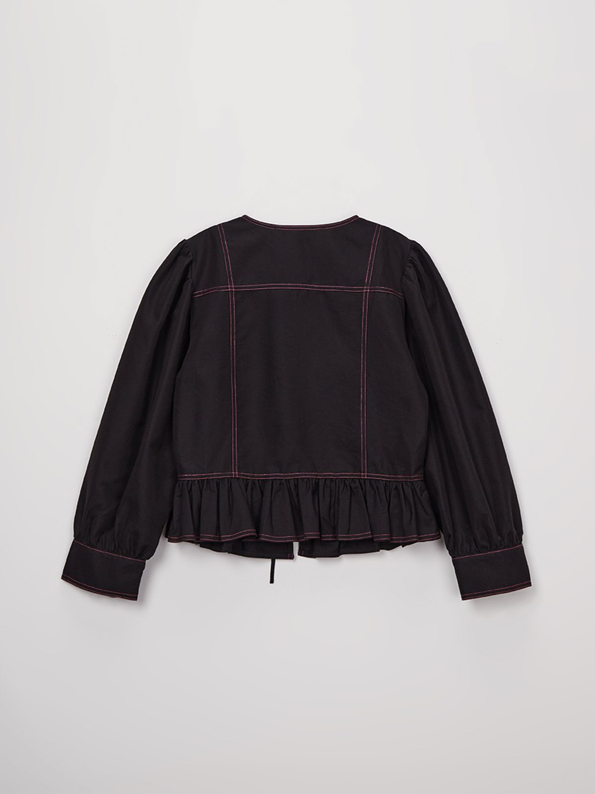 셀리테일즈(CELITAILS) RIBBON SHIRRING BLOUSE_STRONG BLACK