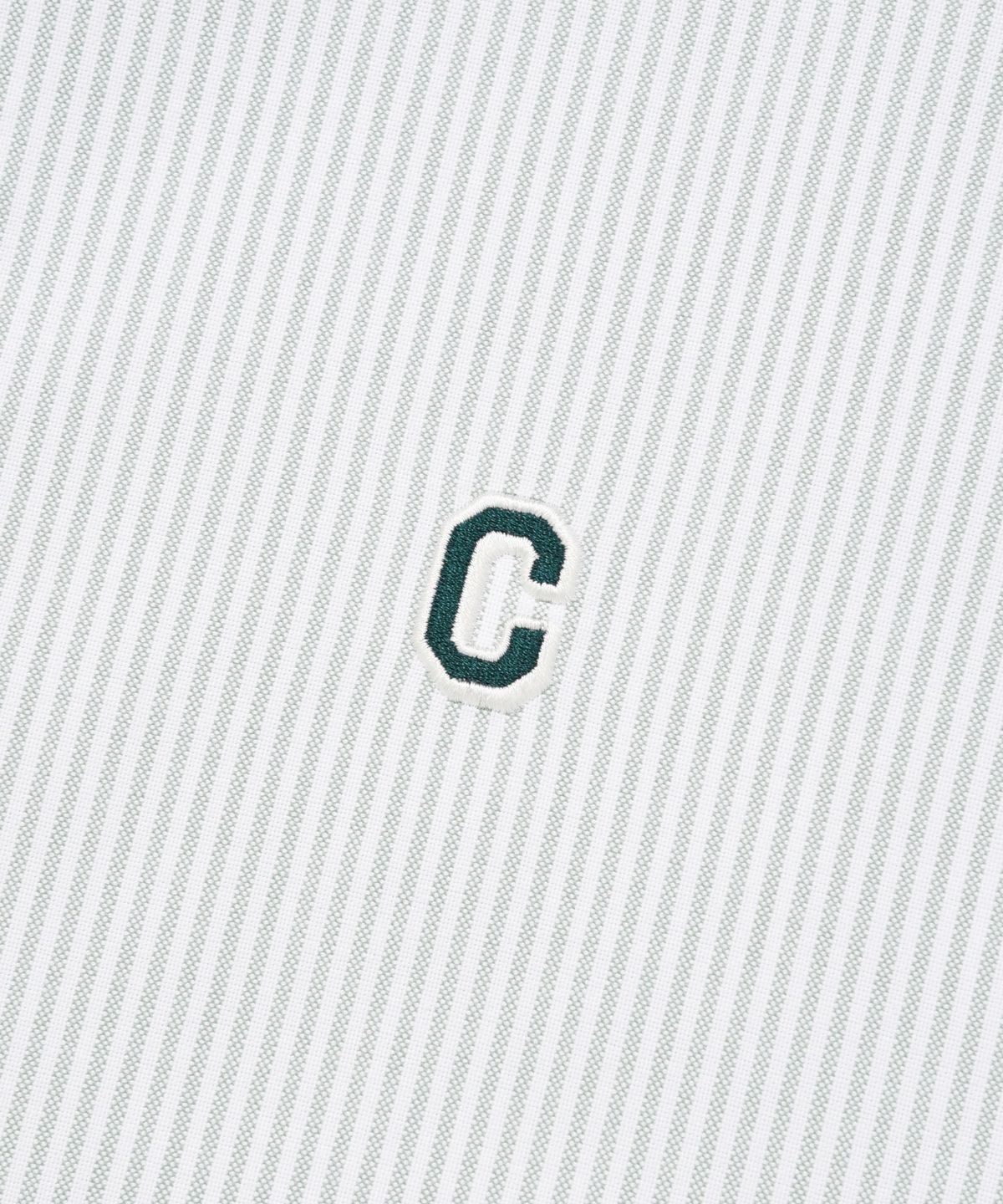 커버낫(COVERNAT) C 로고 옥스포드 스트라이프 하프 셔츠 그린