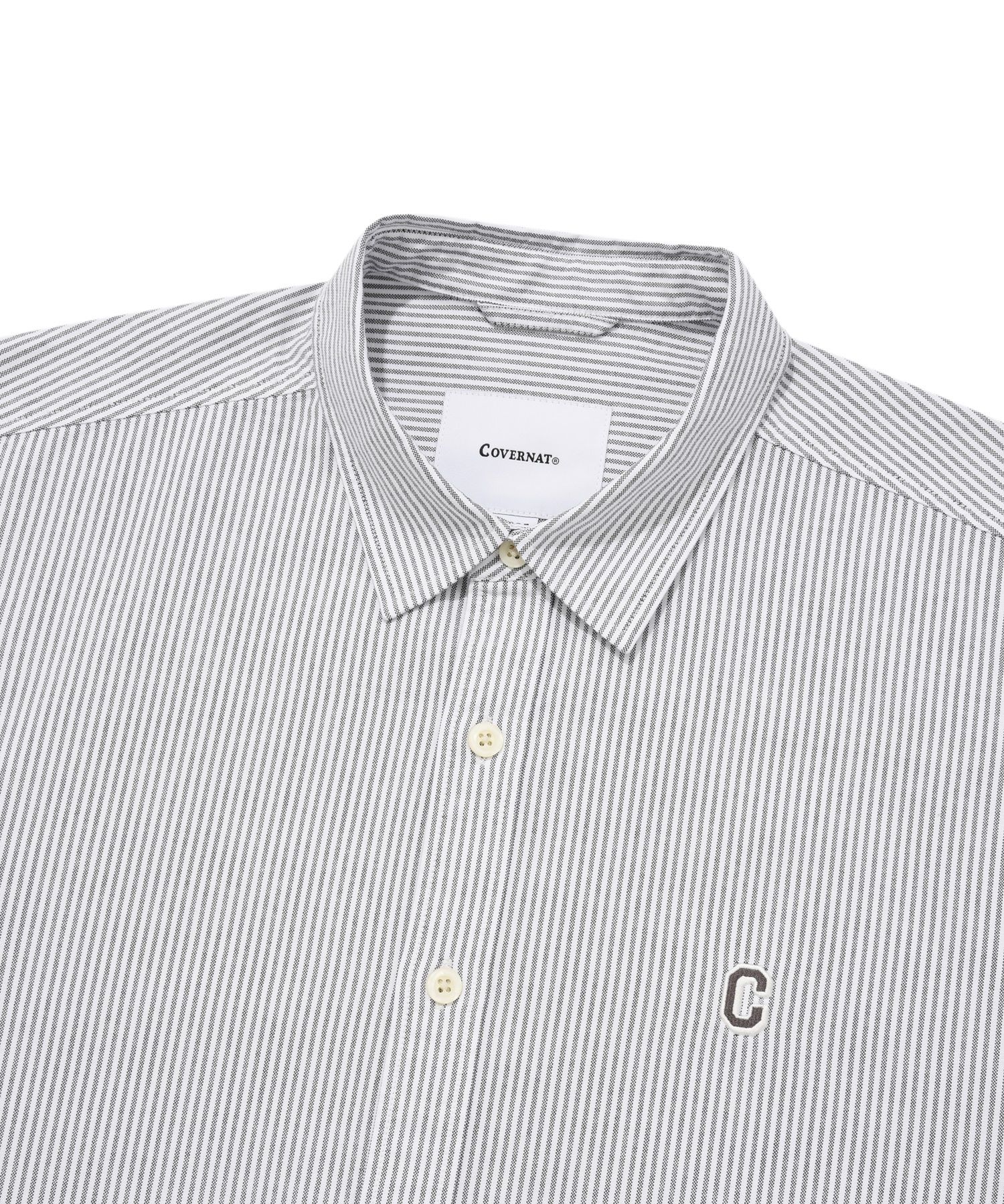 ★23SS★【COVERNAT】★C logo oxford striped shir.t★シャツ★ Covernat Unisex C Logo Oxford Stripes Shirt Gray | Striped