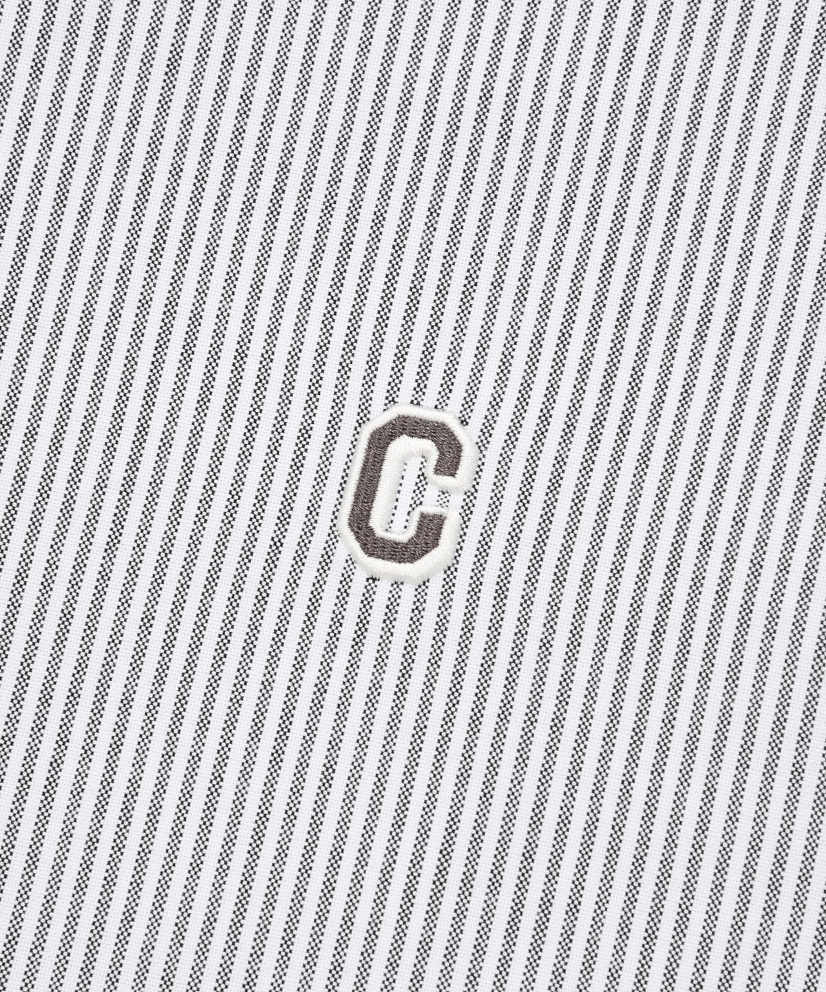 커버낫(COVERNAT) C 로고 옥스포드 스트라이프 하프 셔츠 그레이