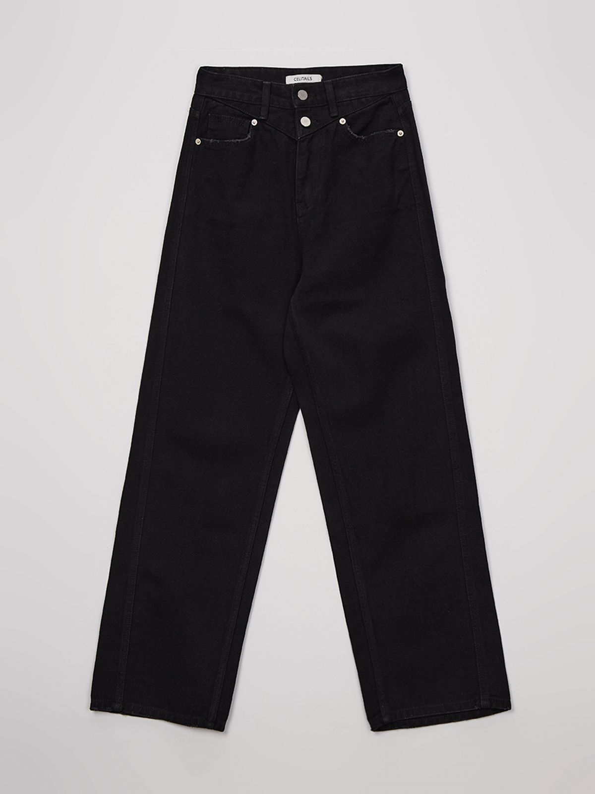셀리테일즈(CELITAILS) YOKE DETAIL STRAIGHT DENIM PANTS_STRONG BLACK