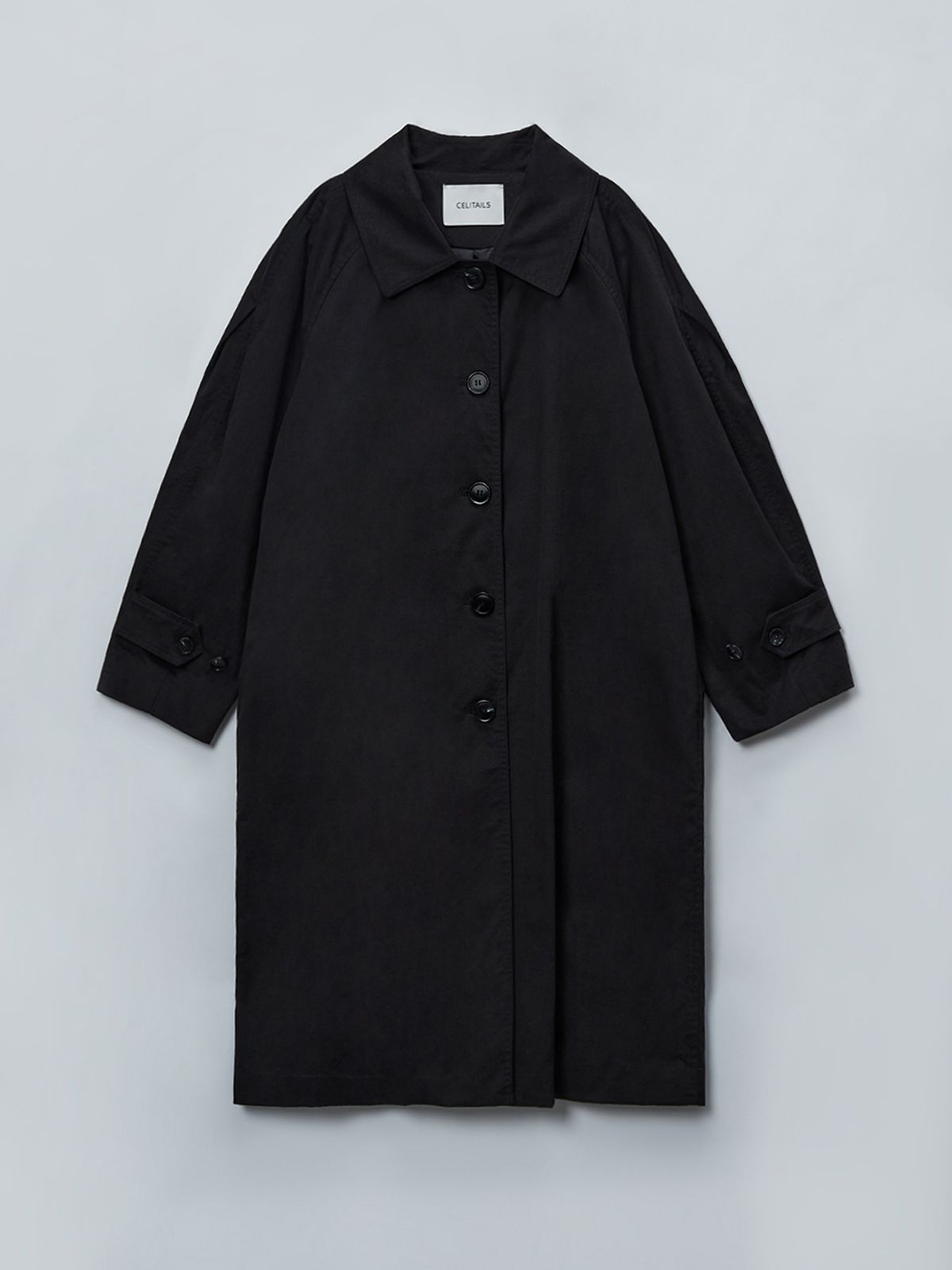 셀리테일즈(CELITAILS) PUFF SLEEVE TRENCH COAT_STRONG BLACK