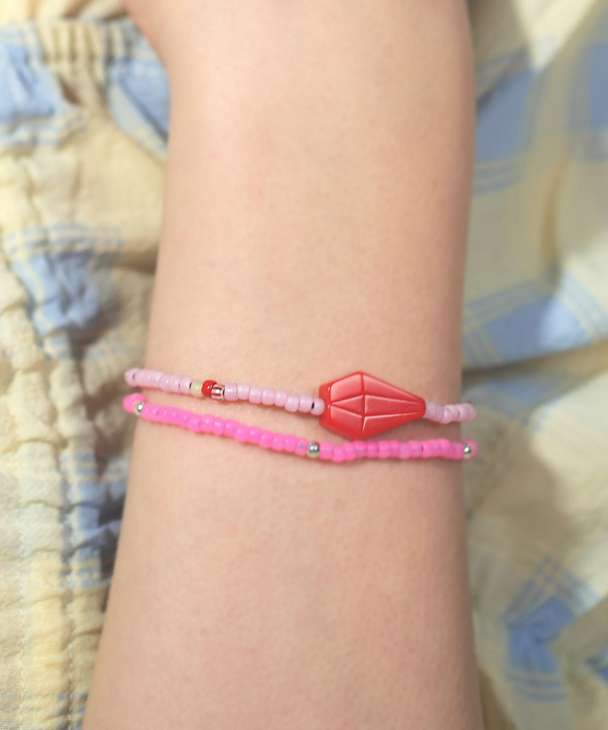 봉보(BONBEAU) Acrylic dia charm color beads Bracelet  아크릴 다이아 참 컬러 비즈 팔찌