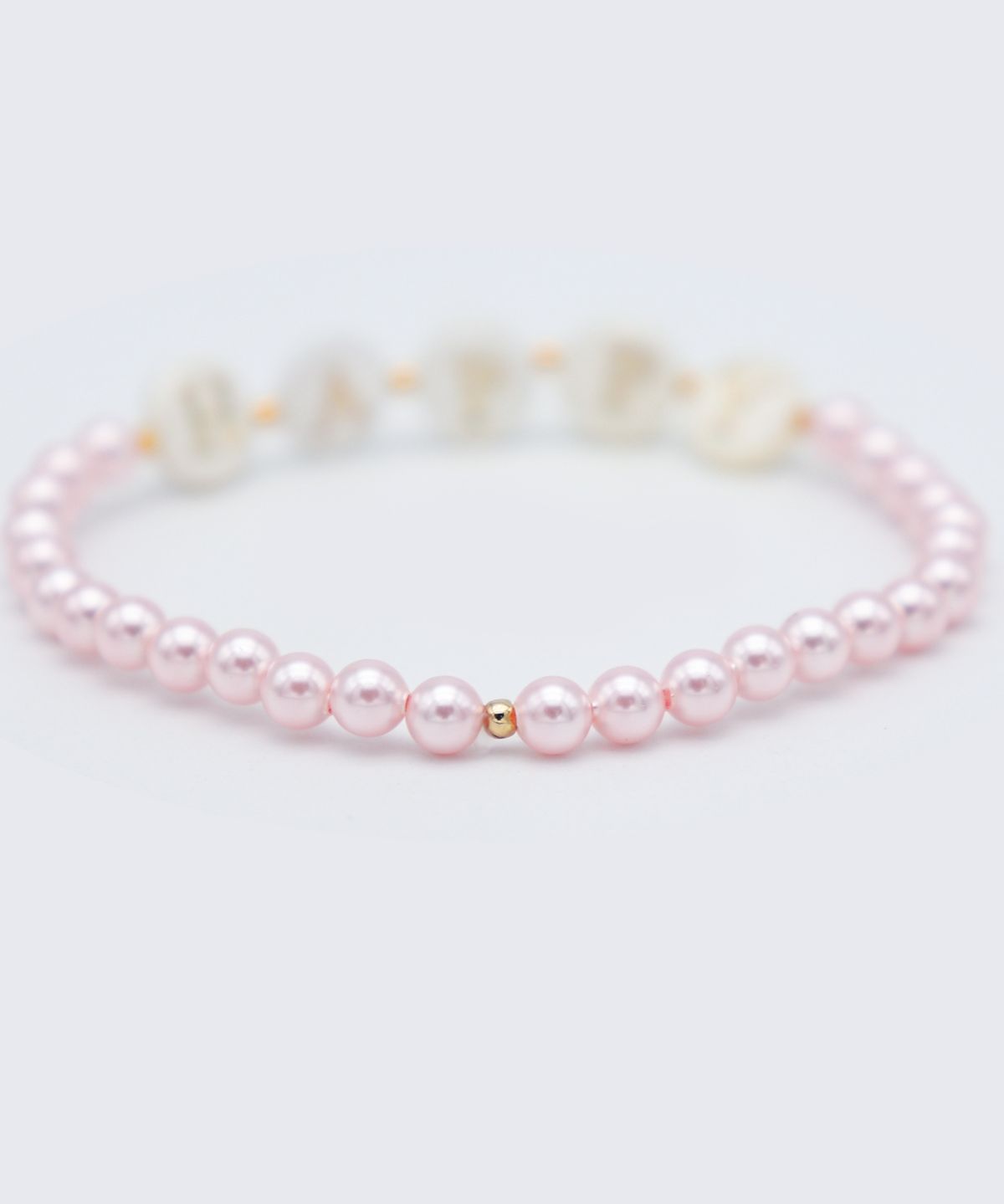 봉보(BONBEAU) Swarovski pearl initial gold beads Bracelet 자개 이니셜 스와로브스키 진주 비즈 팔찌