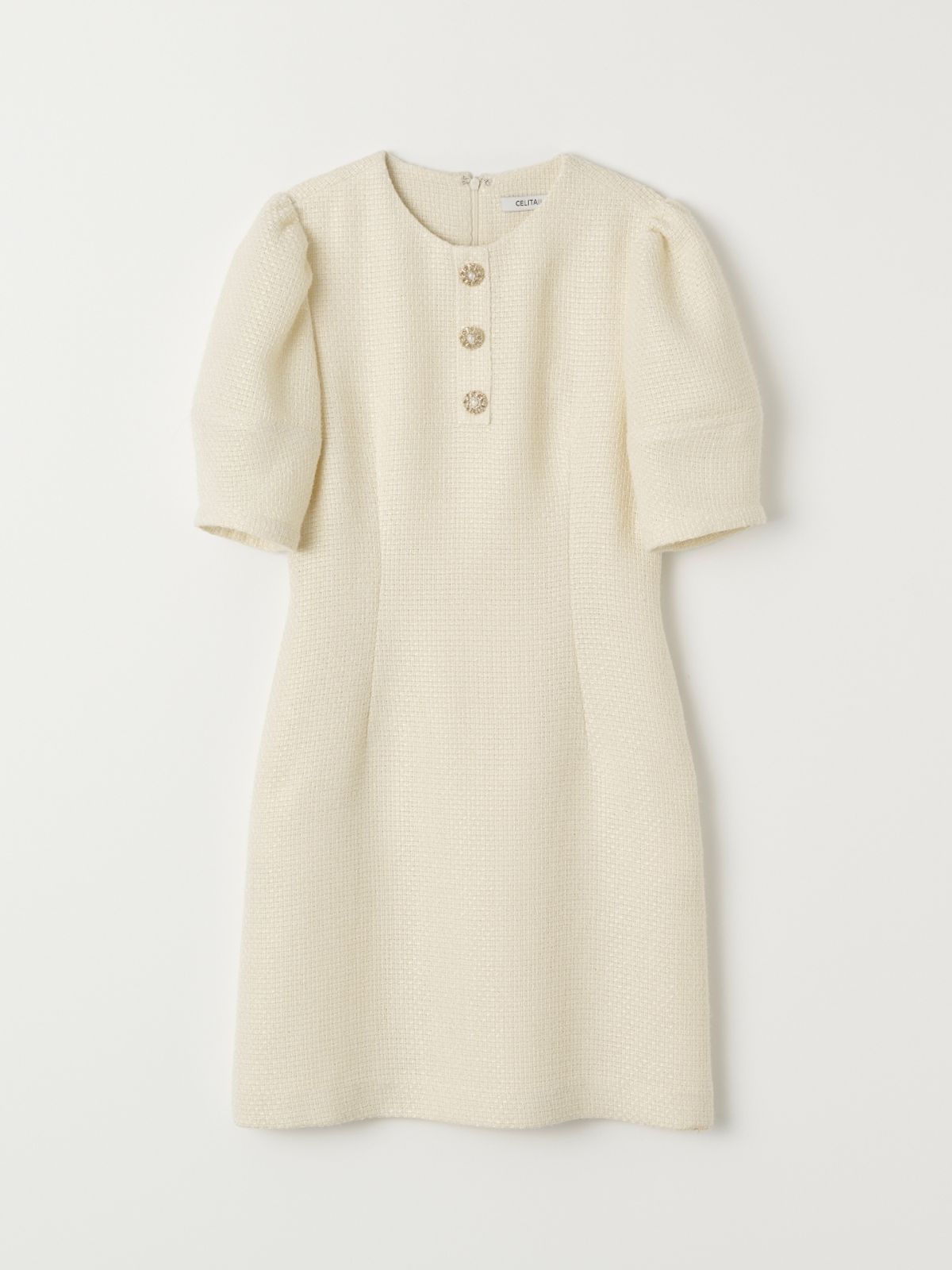셀리테일즈(CELITAILS) PUFF TWEED DRESS_IVORY