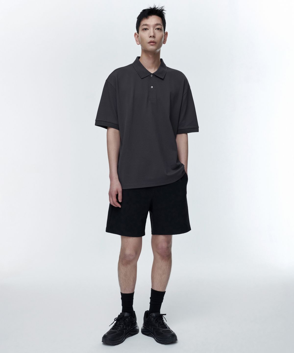 무신사 스탠다드(MUSINSA STANDARD) 시어서커 밴딩 쇼츠 [블랙]