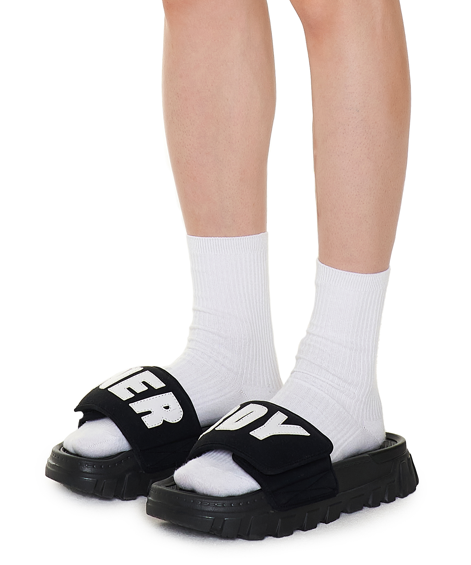 ★2023SS新作★NERDY★Rich Bread Velcro Slide MUSINSA | NERDY Rich Bread Velcro Slide Black