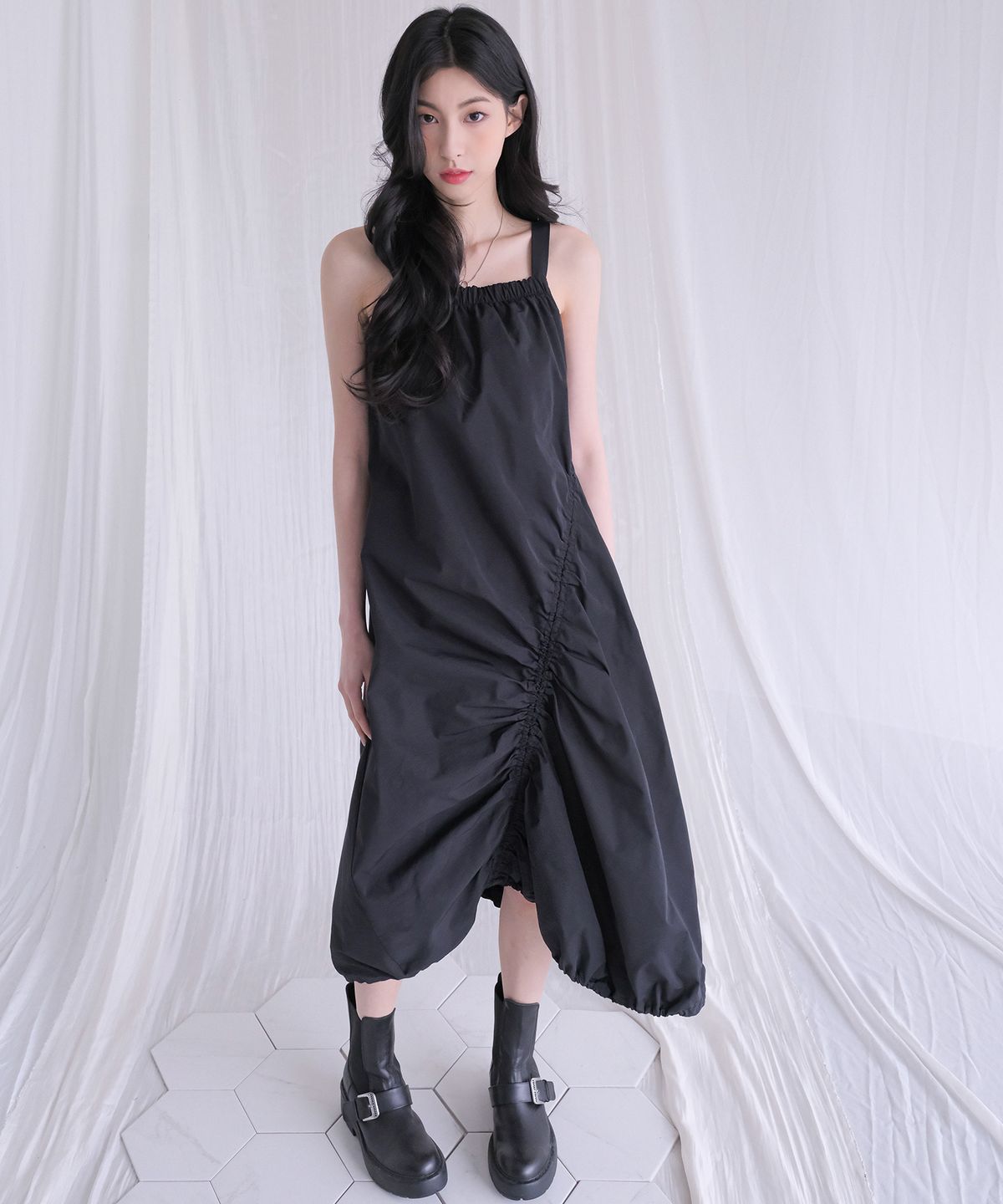 어반드레스(AVANDRESS) shell wrinkle long onepiece - 3COL