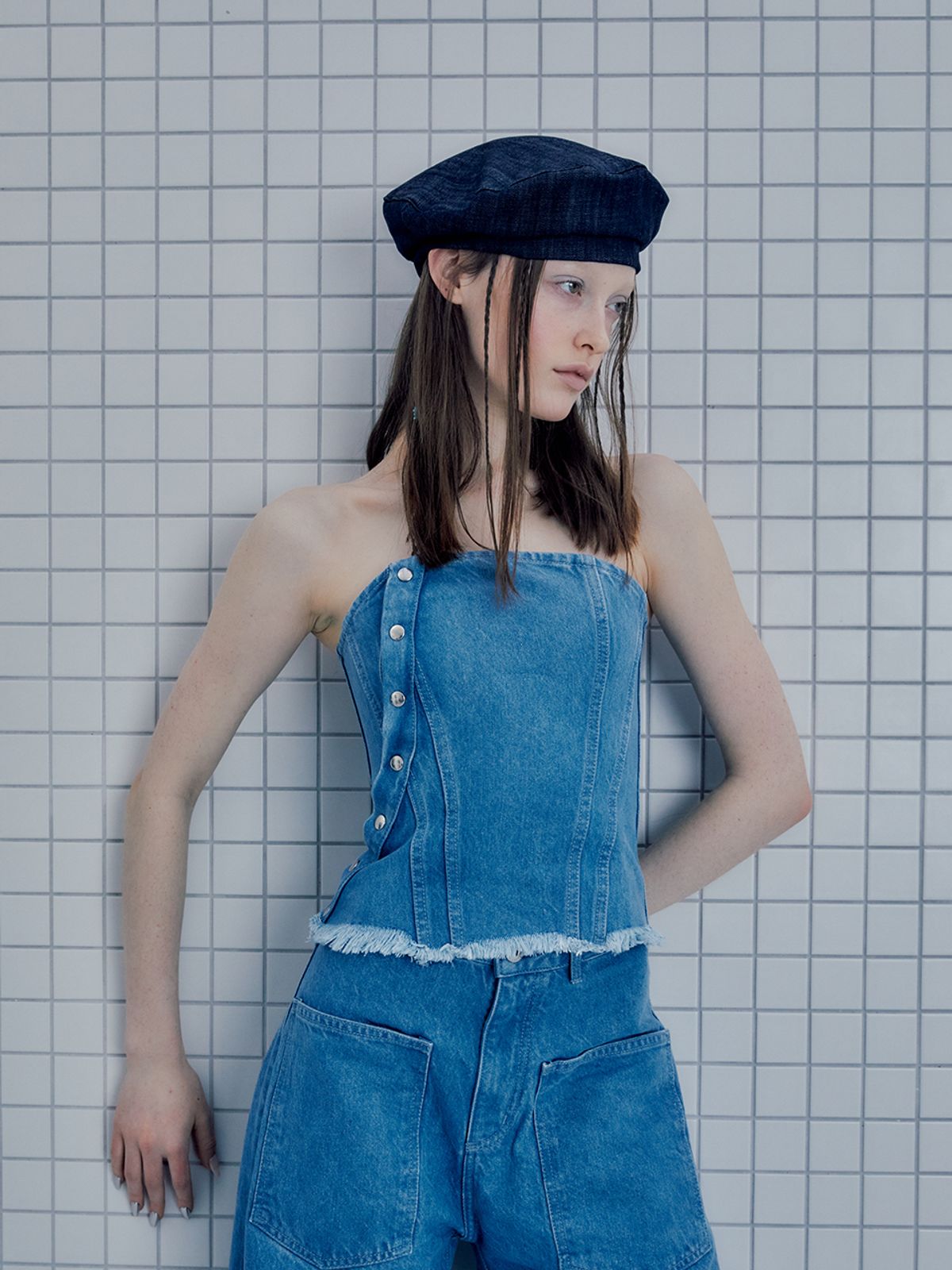 포에지담(POESIEDAME) DENIM BERET IN RAW INDIGO