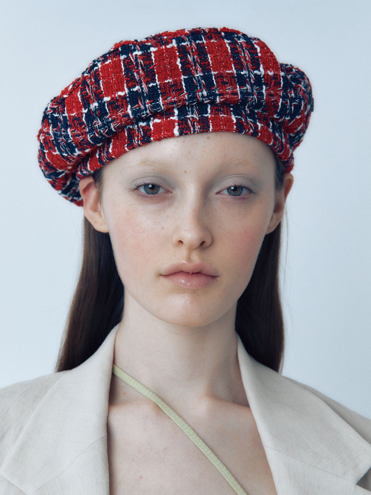 포에지담(POESIEDAME) TWEED BERET IN NAVYRED