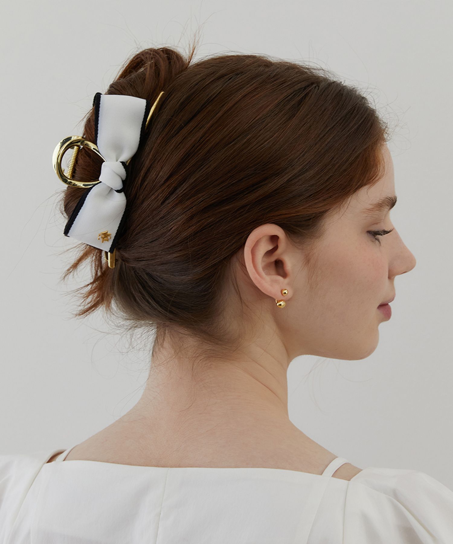 ☆TATIANA☆ Border Ribbon Hair Crow Clip HB2232 MUSINSA公式 | TATIANA Border Ribbon Hair Crow Clip HB2232