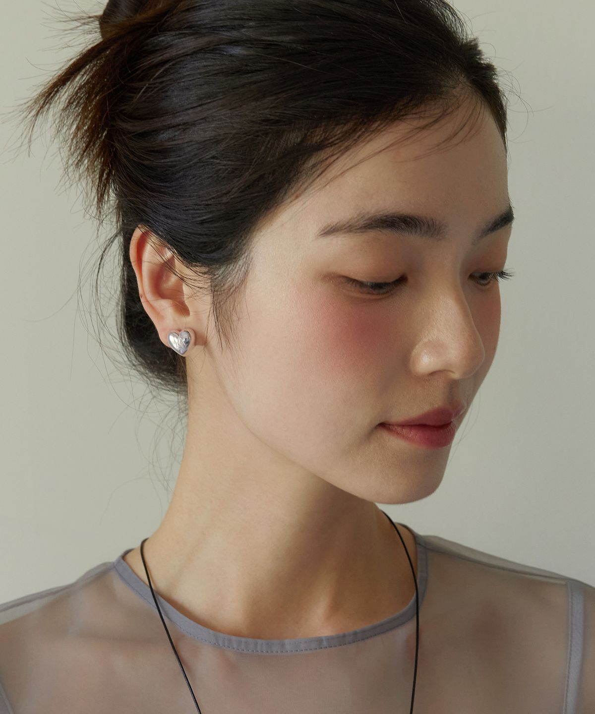 타티아나(TATIANA) (실버925) 엠블럼 하트 원터치 귀걸이 EC1962