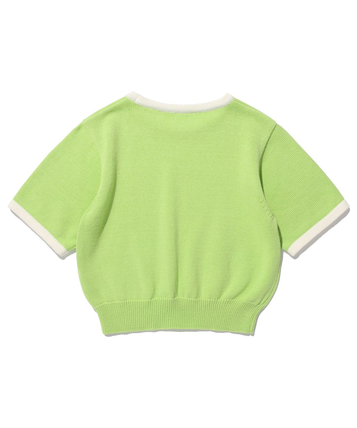 이스트쿤스트(ISTKUNST) STAR LOGO HALF CROP KNIT_LIME(IK2DMFK630A)