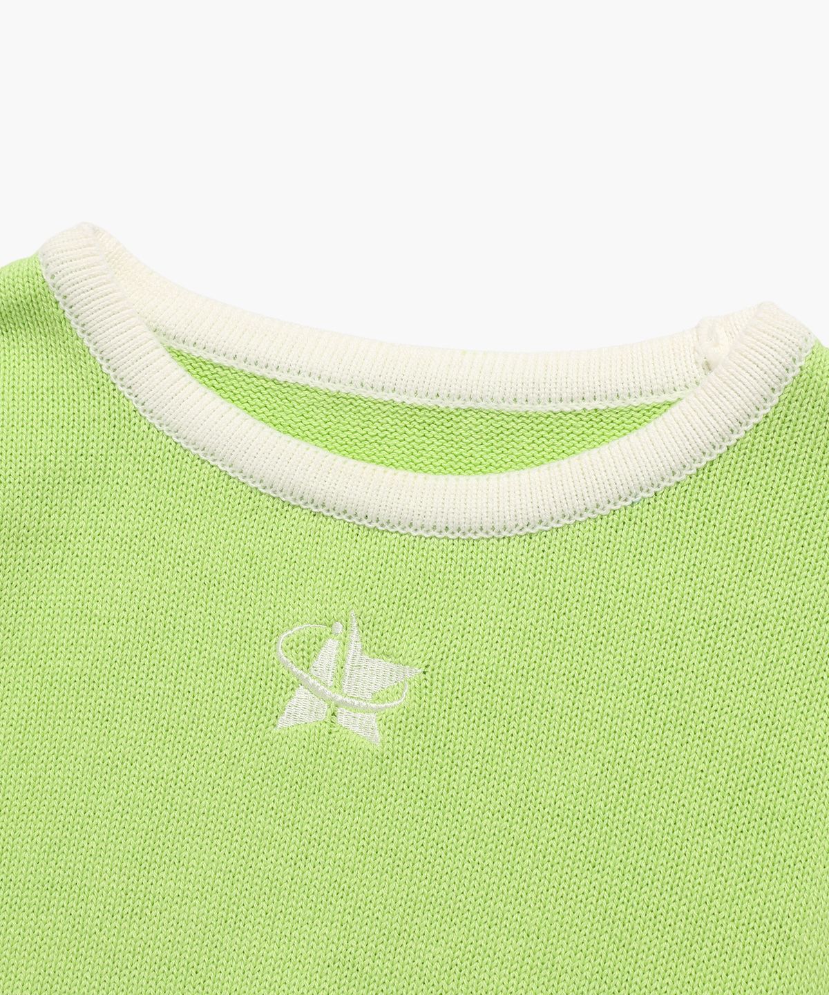 이스트쿤스트(ISTKUNST) STAR LOGO HALF CROP KNIT_LIME(IK2DMFK630A)