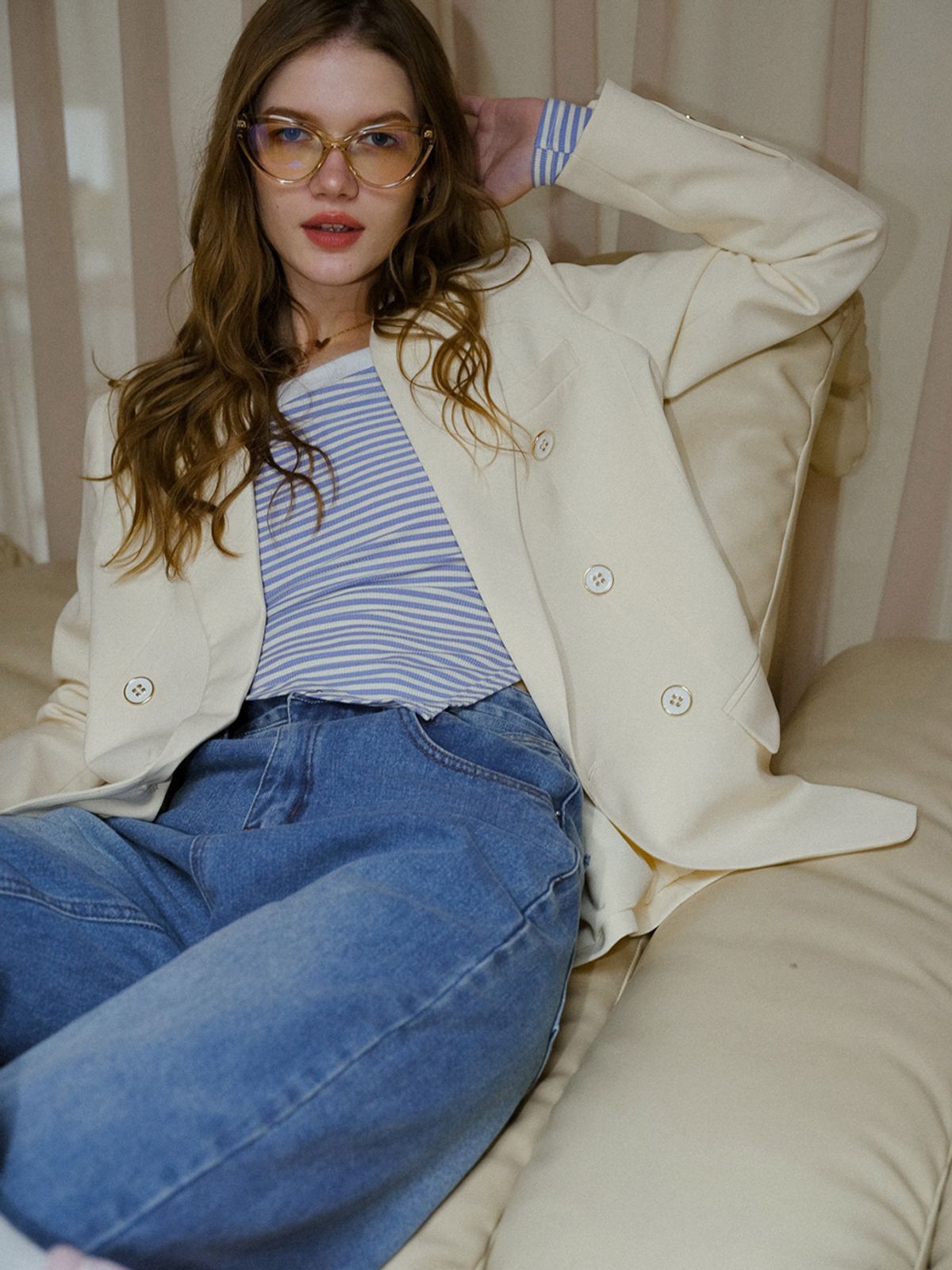 던드롭(DUNDROP) DD_Cream button jacket