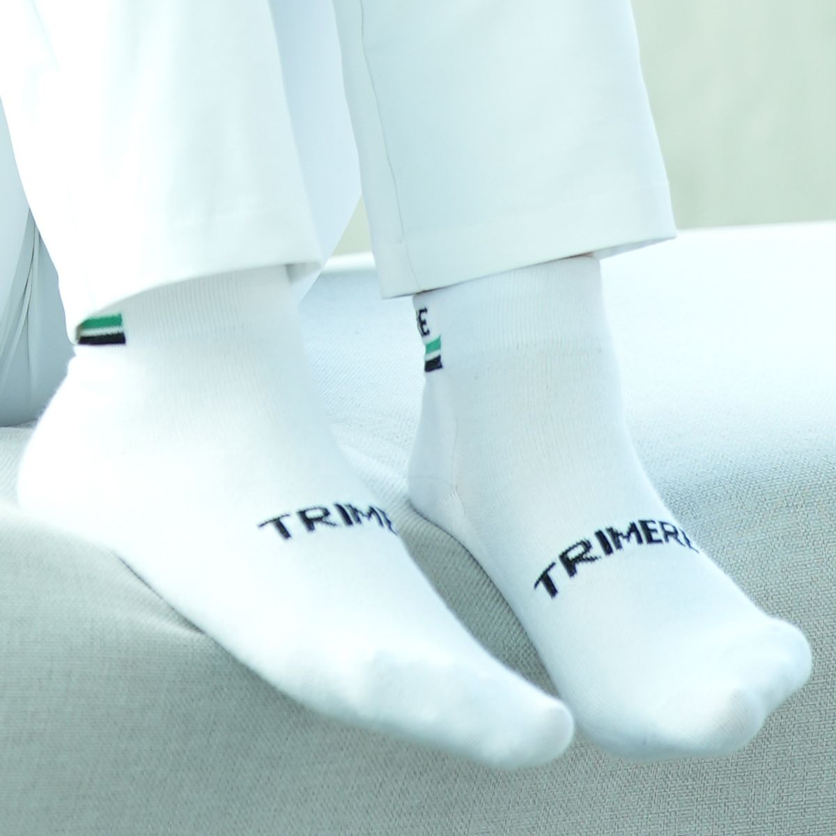 트리메르(TRIMERE) 골프 스트라이프 단목 삭스 화이트 3묶음