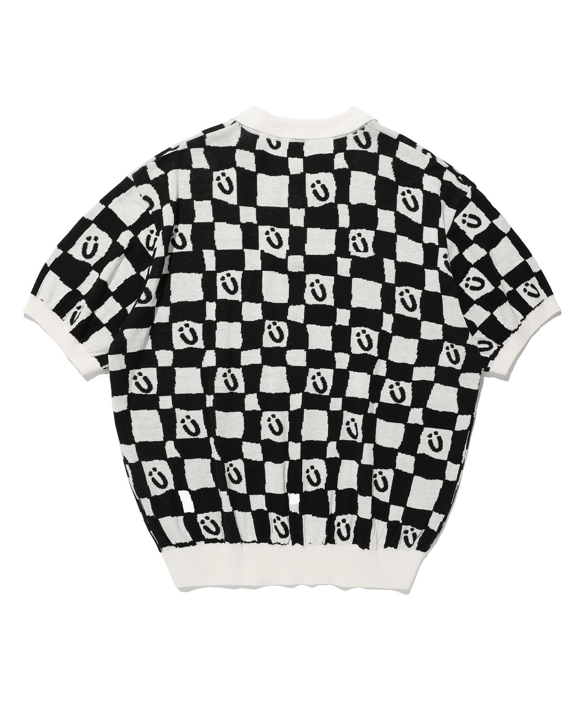 이스트쿤스트(ISTKUNST) CHECKERBOARD SMILEY COLLAR HALF KNIT_BLACK(IK2DMMK641A)