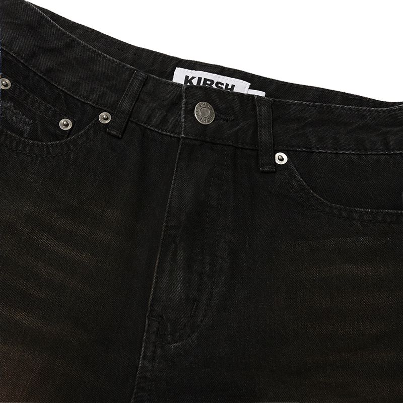 [ KIRSH ]★CHERRY DAMAGE DENIM SHORT PANTS MUSINSA | KIRSH Cherry Damage Denim Short Pants [Black]