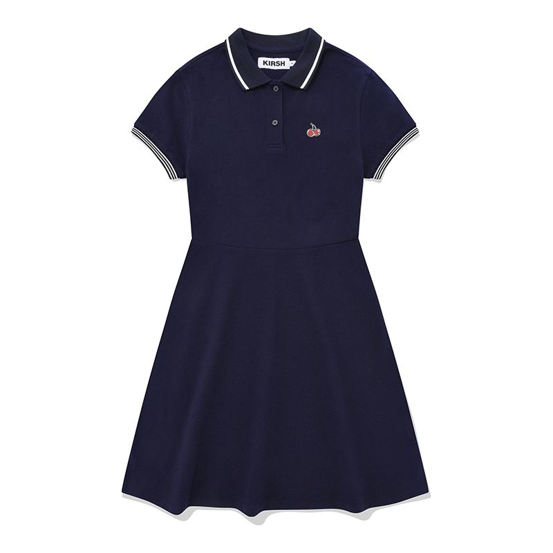 [ KIRSH ]★SMALL CHERRY FLARED PIQUE DRESS MUSINSA | KIRSH Small Cherry Flare Pique Dress [Purple]