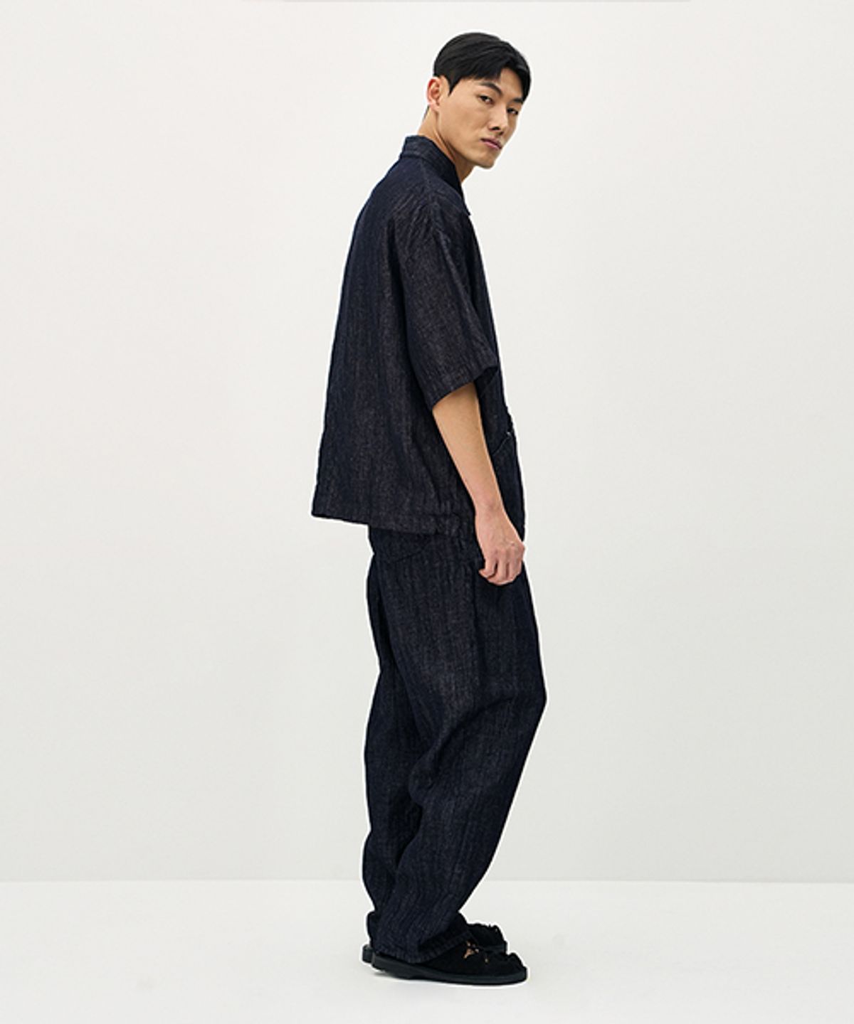 에러스익셉티드(ERRORS EXCEPTED) LDP128DB 플리츠 린넨 데님팬츠 (One wash)