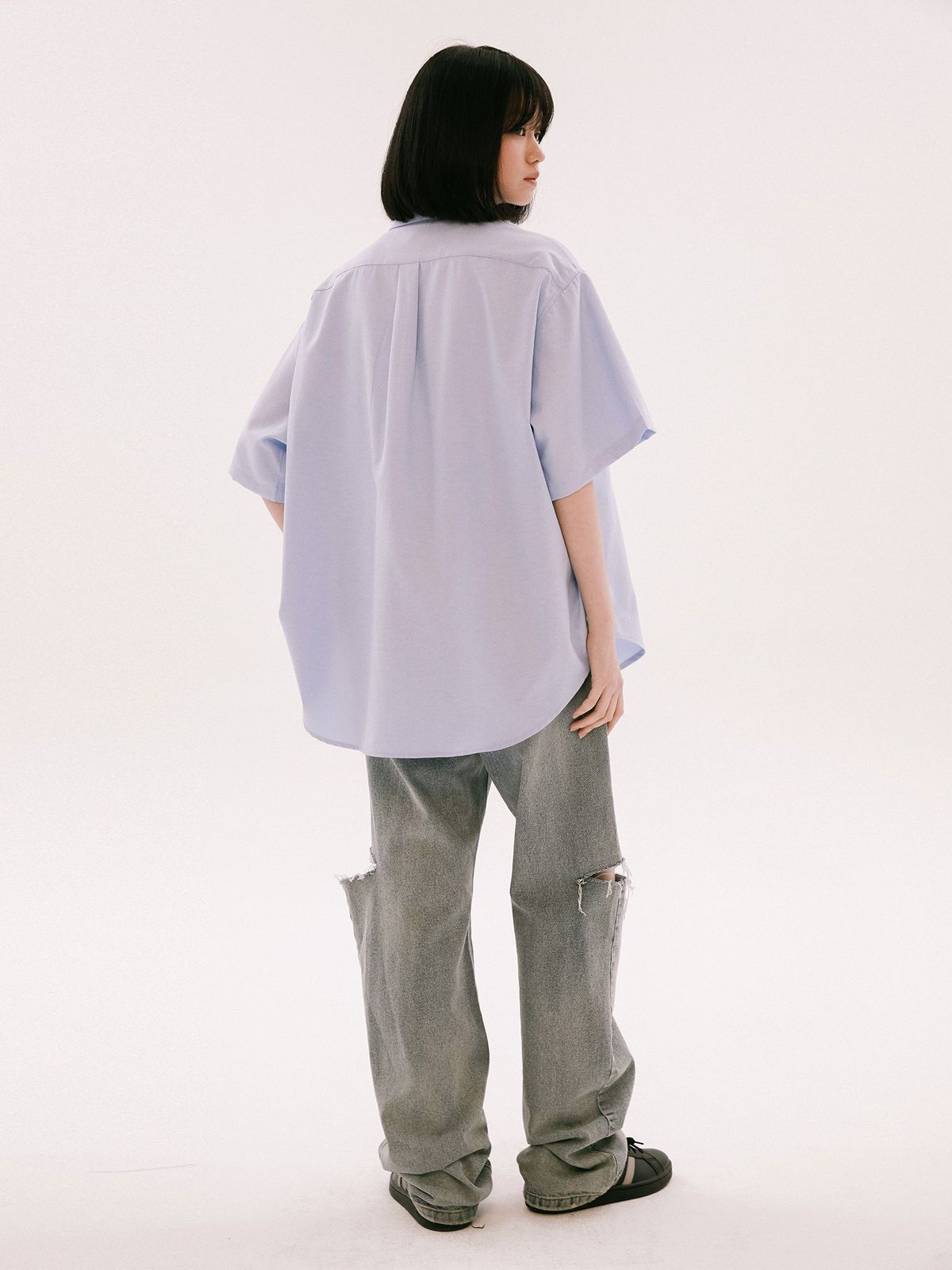 예일(YALE) [ONEMILE WEAR] BIG OXFORD SMALL ARCH SS SHIRT PURPLE