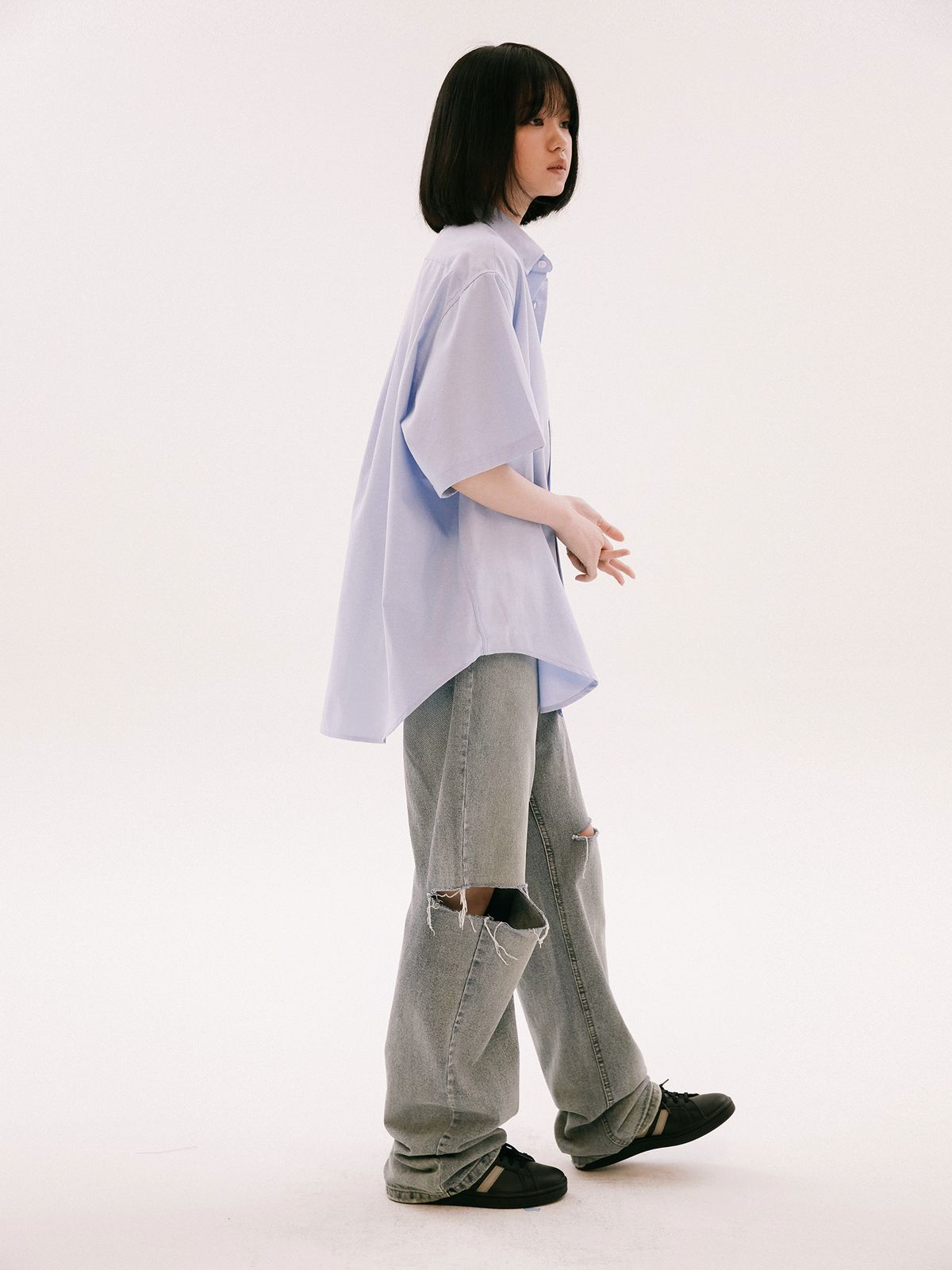 예일(YALE) [ONEMILE WEAR] BIG OXFORD SMALL ARCH SS SHIRT PURPLE