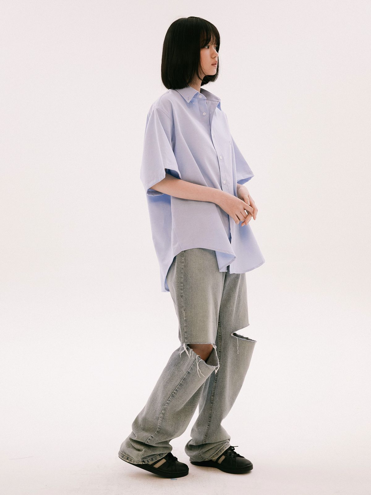 예일(YALE) [ONEMILE WEAR] BIG OXFORD SMALL ARCH SS SHIRT PURPLE