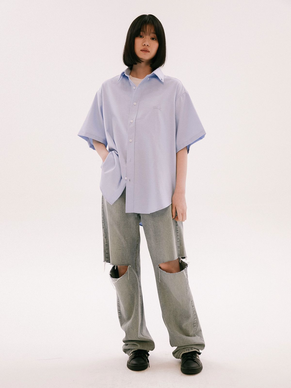 예일(YALE) [ONEMILE WEAR] BIG OXFORD SMALL ARCH SS SHIRT PURPLE