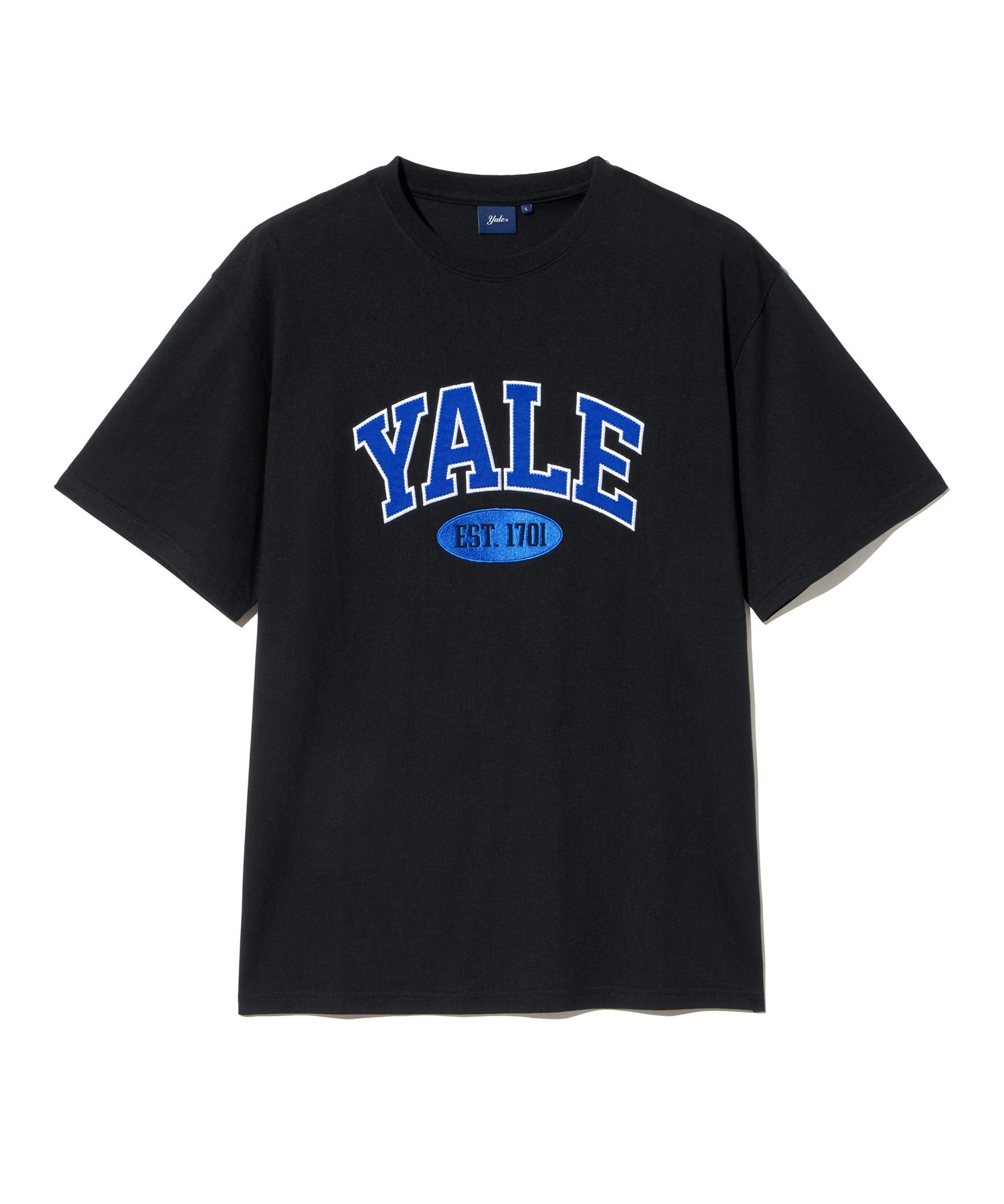 ☆YALE☆ 2 TONE ARCH RIB POINT TSHIRT BLACK YEM1SS334BBK MUSINSA | YALE 2 TONE ARCH T-SHIRT BLACK / ROYAL BLUE