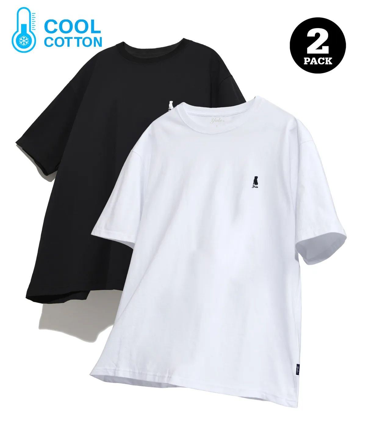 예일(YALE) [COOL COTTON] 2PACK HERITAGE DAN TEE WHITE / BLACK