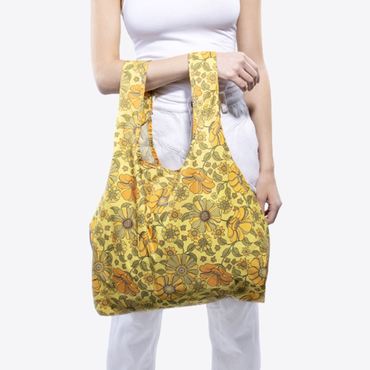 카인드백 런던(KIND BAG LONDON) 옐로우 레트로 플라워 리유저블 미디엄