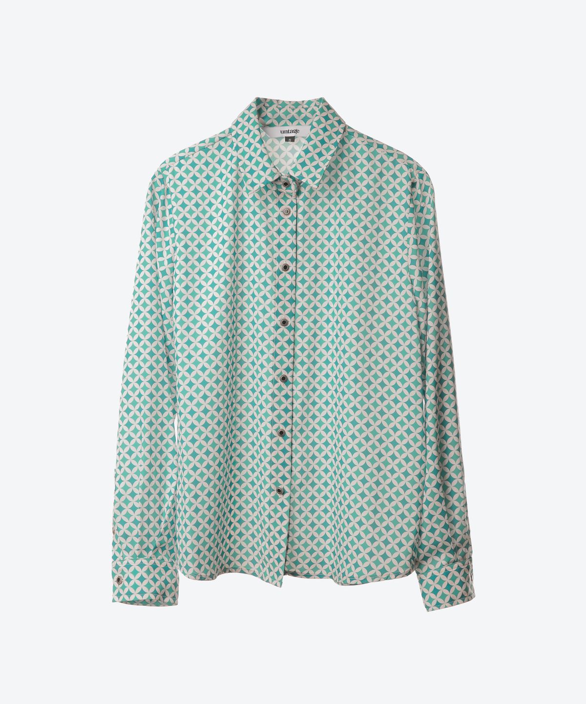 언티지(UNTAGE) 레트로 B 블록 프린트 셔츠[Green(UNISEX)]_UTS-FS27