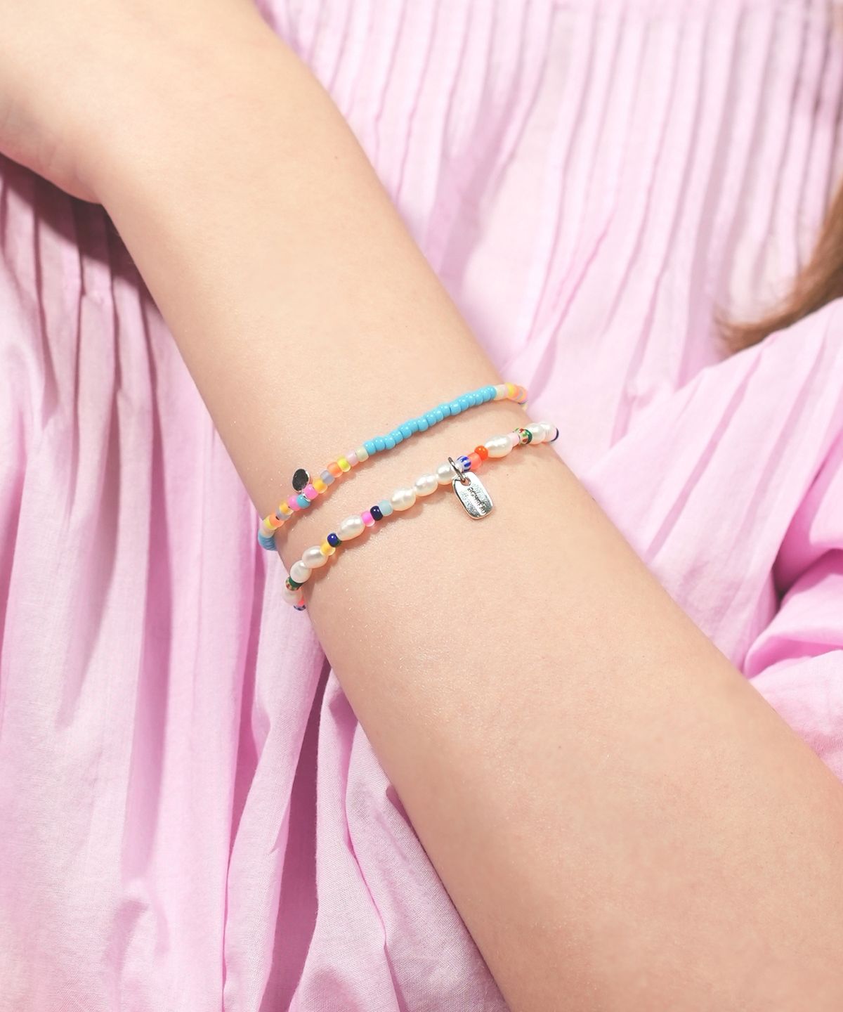 봉보(BONBEAU) Freshwater pearl color beads Bracelet 밥풀 담수진주 컬러 비즈 팔찌 4mm 5mm