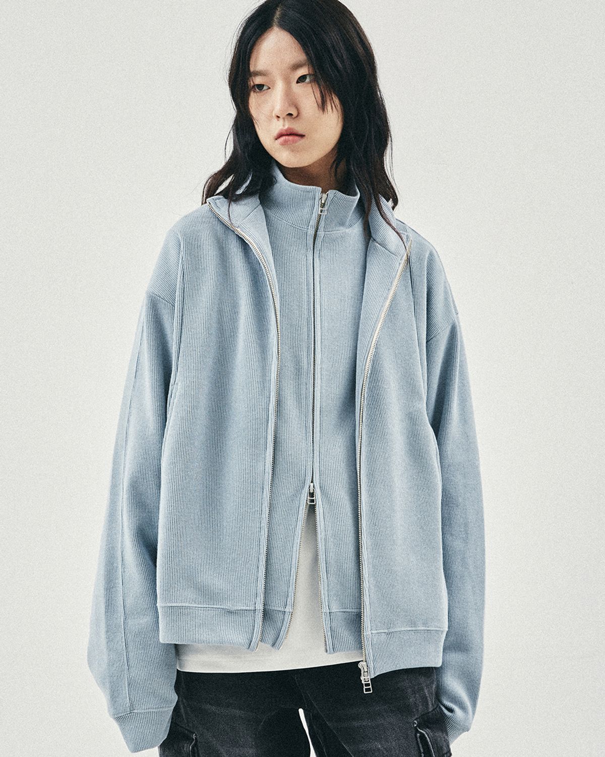 카락터(KARACTOR) Fickle 2-WAY full zip-up / Blue gray