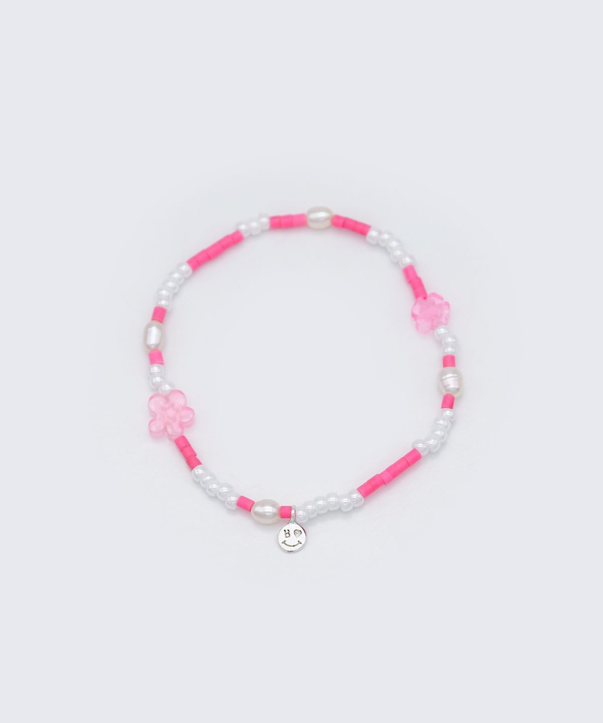 봉보(BONBEAU) Water pearl flower charm beads Bracelet 담수진주 미니 스마일 꽃 참 비즈 팔찌