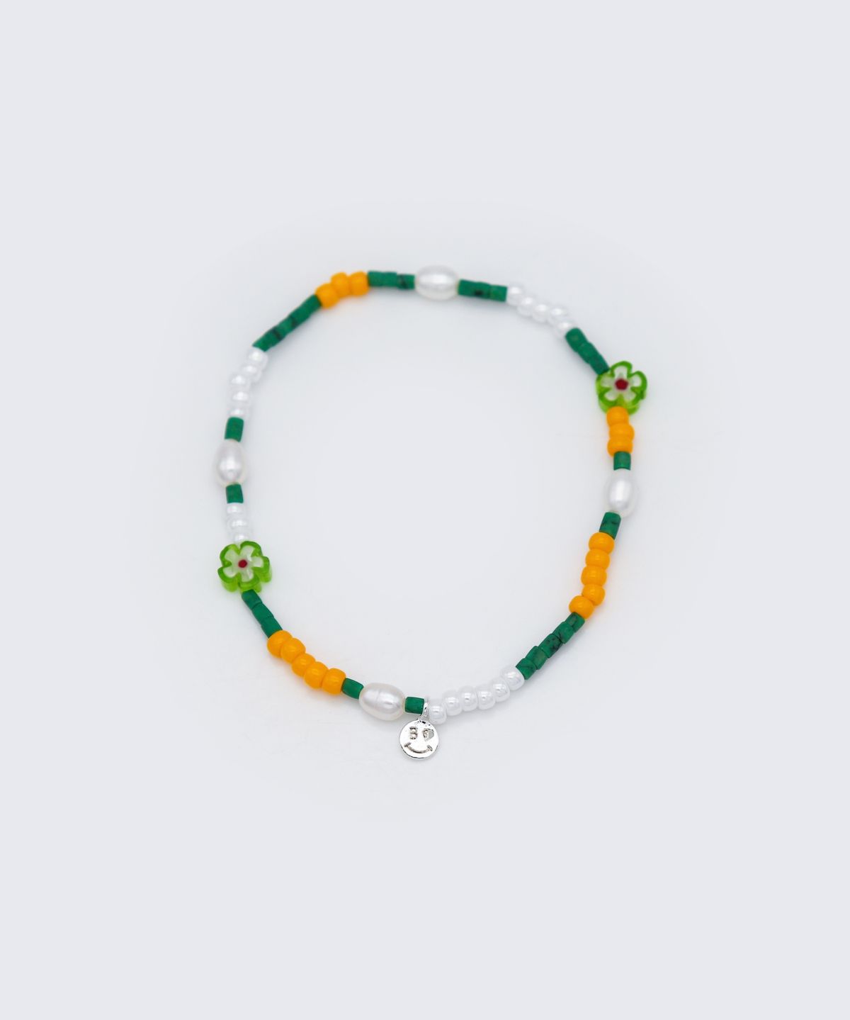 봉보(BONBEAU) Water pearl flower charm beads Bracelet 담수진주 미니 스마일 꽃 참 비즈 팔찌