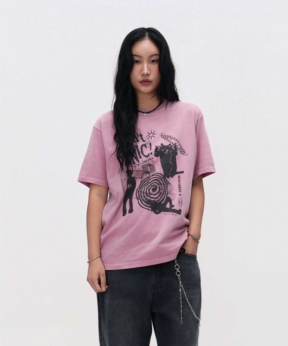 마하그리드(MAHAGRID) DON’T PANIC PIGMENT TEE_4colors