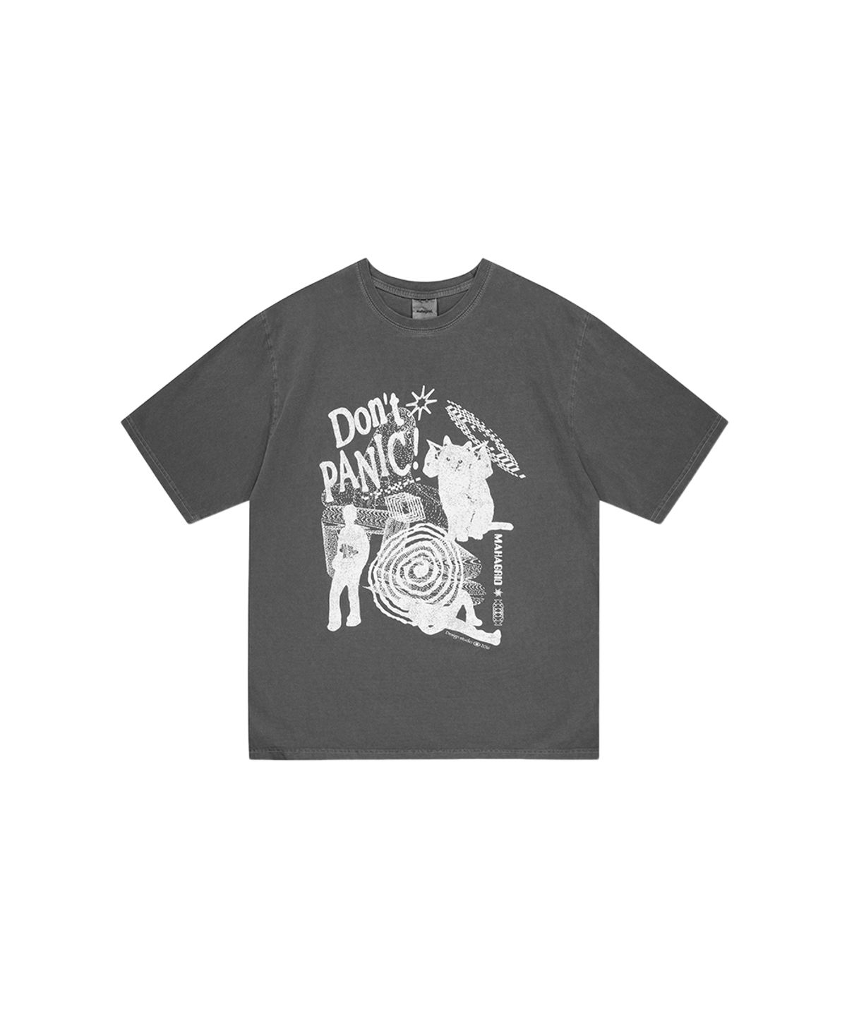 마하그리드(MAHAGRID) DON’T PANIC PIGMENT TEE CHARCOAL(MG2DMMT505A)
