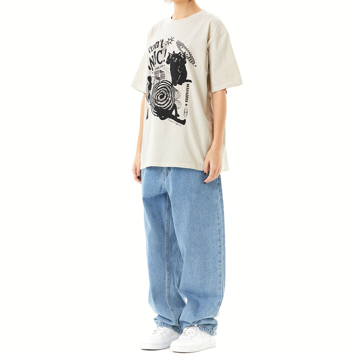 마하그리드(MAHAGRID) DON’T PANIC PIGMENT TEE BEIGE(MG2DMMT505A)