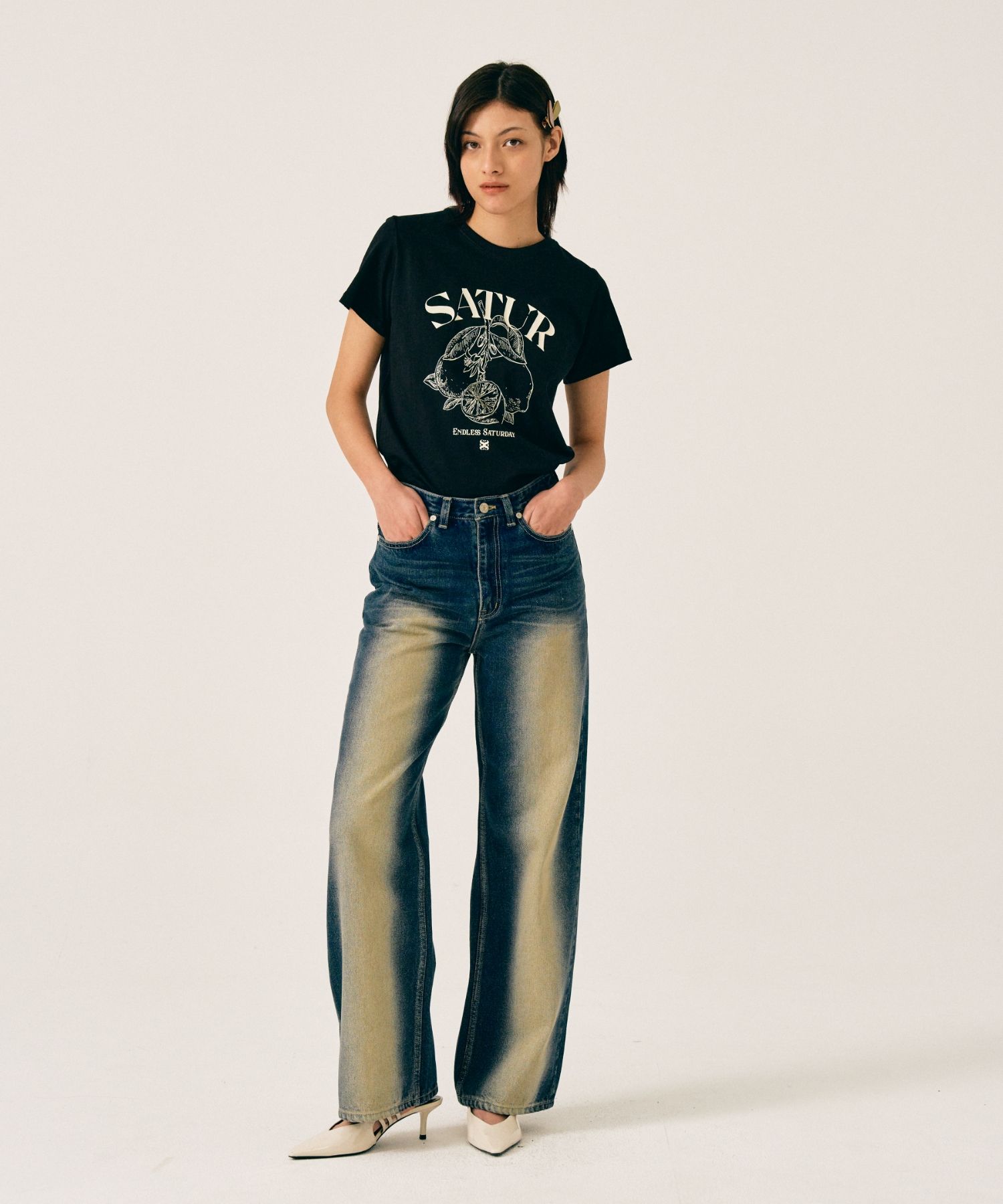 【SATUR】★24SS★Wカプリ シトロン グラフィック Tシャツ 7色 SATUR】☆24SS☆Wカプリ シトロン グラフィック Tシャツ 7色