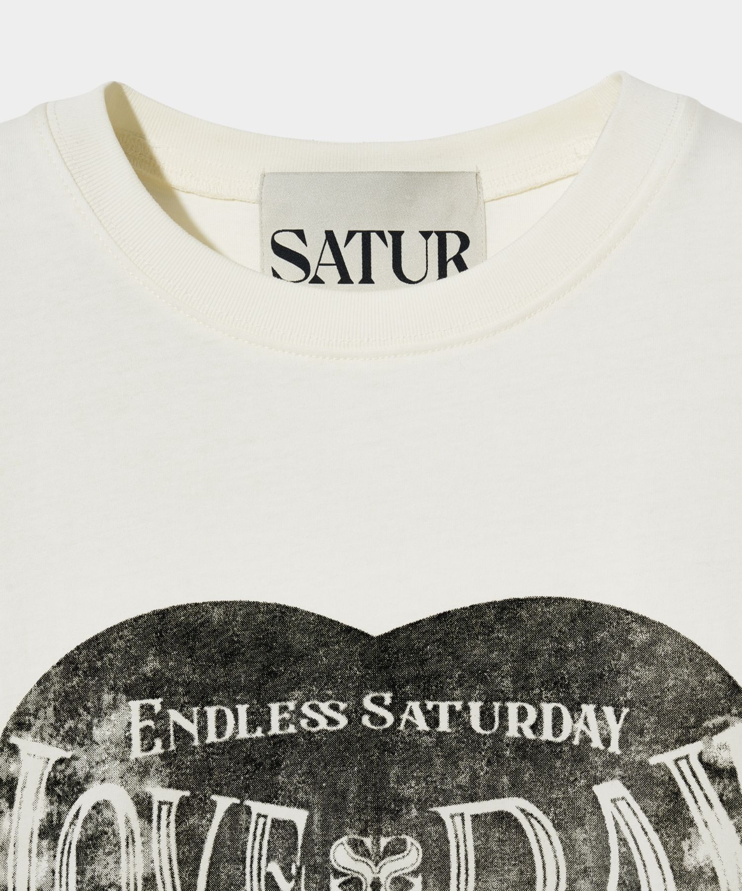 MUSINSA | SATUR Saturday Retro Mood Graphic Short Sleeve T