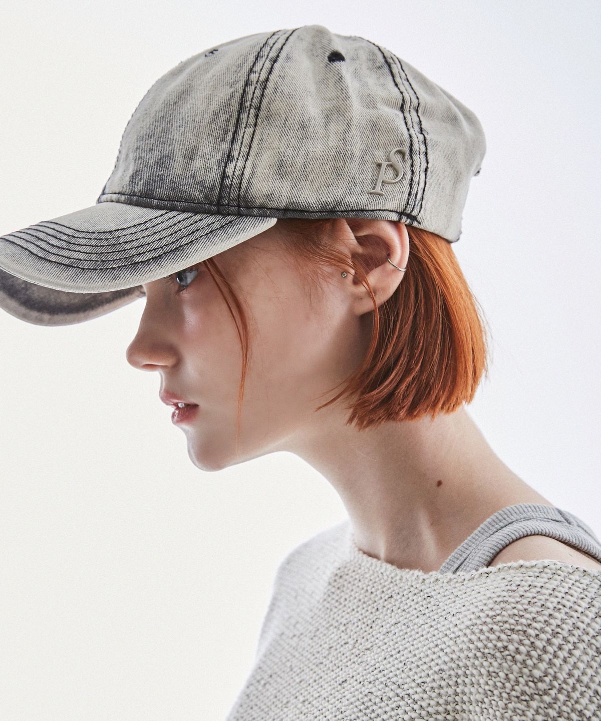 슬리피슬립(SLEEPYSLIP) VINTAGE WASHING GRAY DENIM BALL CAP