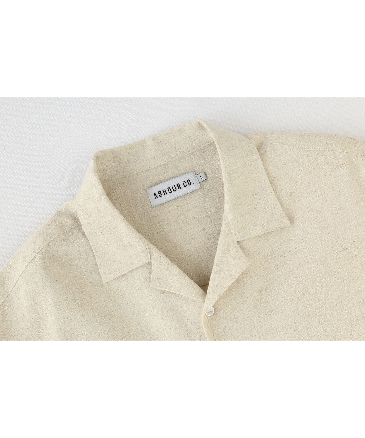 애쉬아워(ASHOUR) Linen Open Collar Shirts Beige