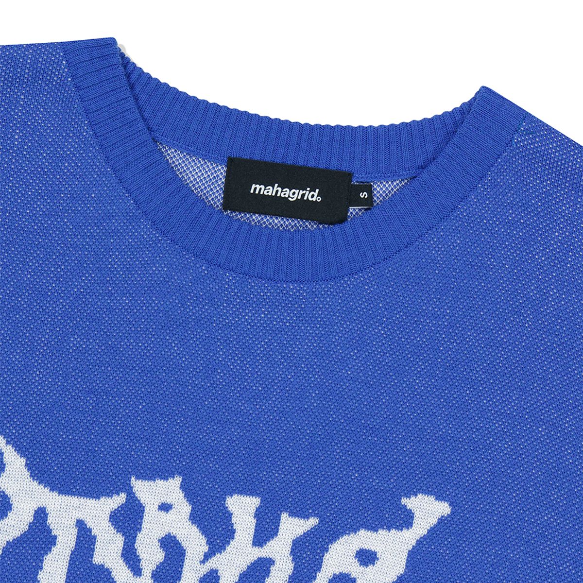마하그리드(MAHAGRID) TRIBAL LOGO HALF KNIT BLUE(MG2DMMK602A)
