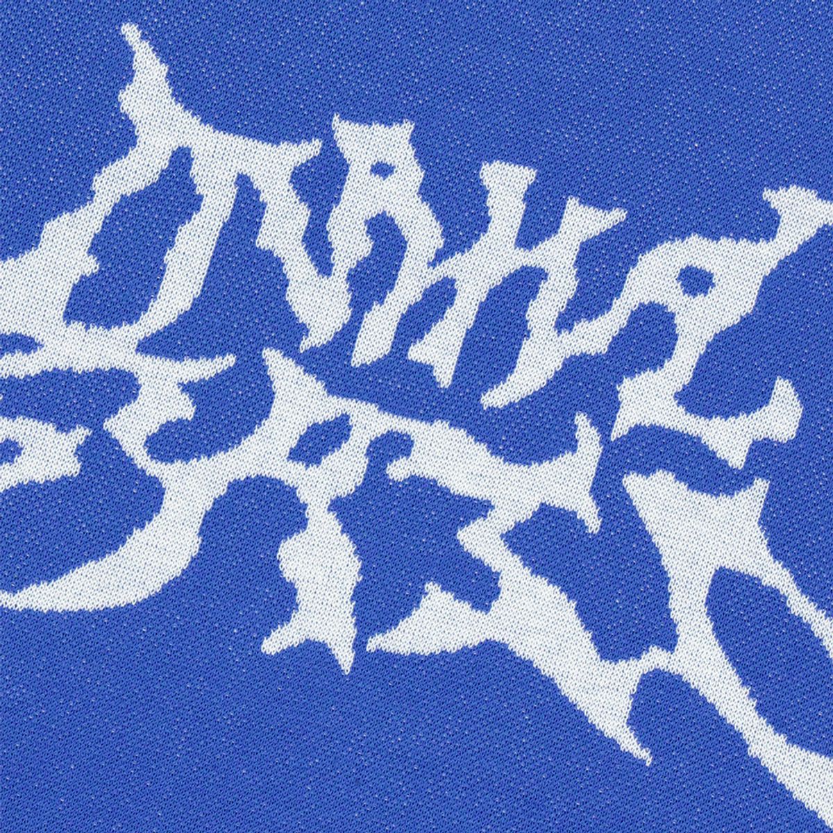 마하그리드(MAHAGRID) TRIBAL LOGO HALF KNIT BLUE(MG2DMMK602A)