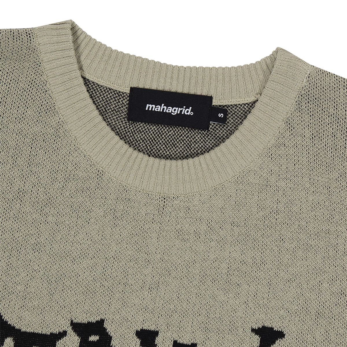 마하그리드(MAHAGRID) TRIBAL LOGO HALF KNIT BEIGE(MG2DMMK602A)
