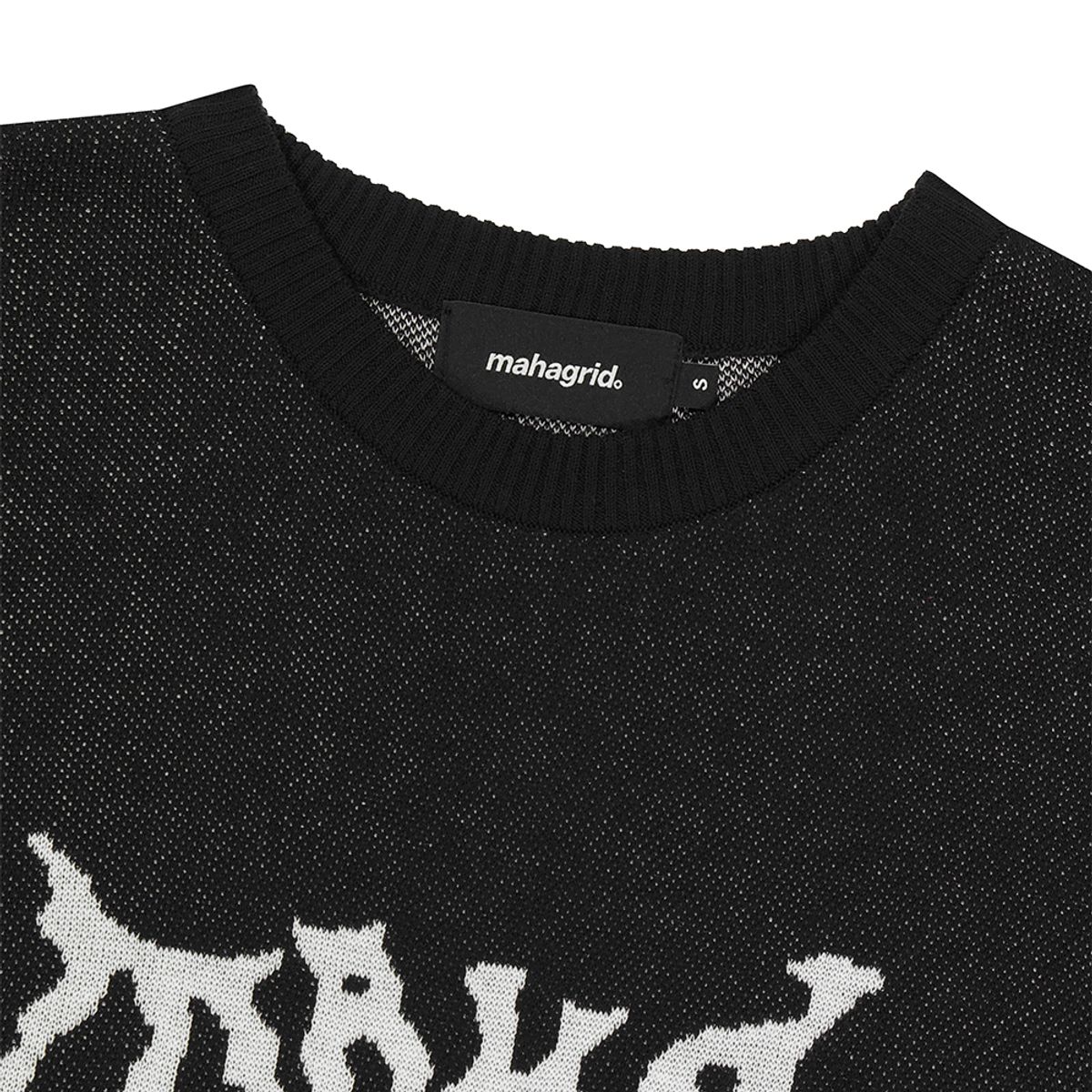 마하그리드(MAHAGRID) TRIBAL LOGO HALF KNIT BLACK(MG2DMMK602A)