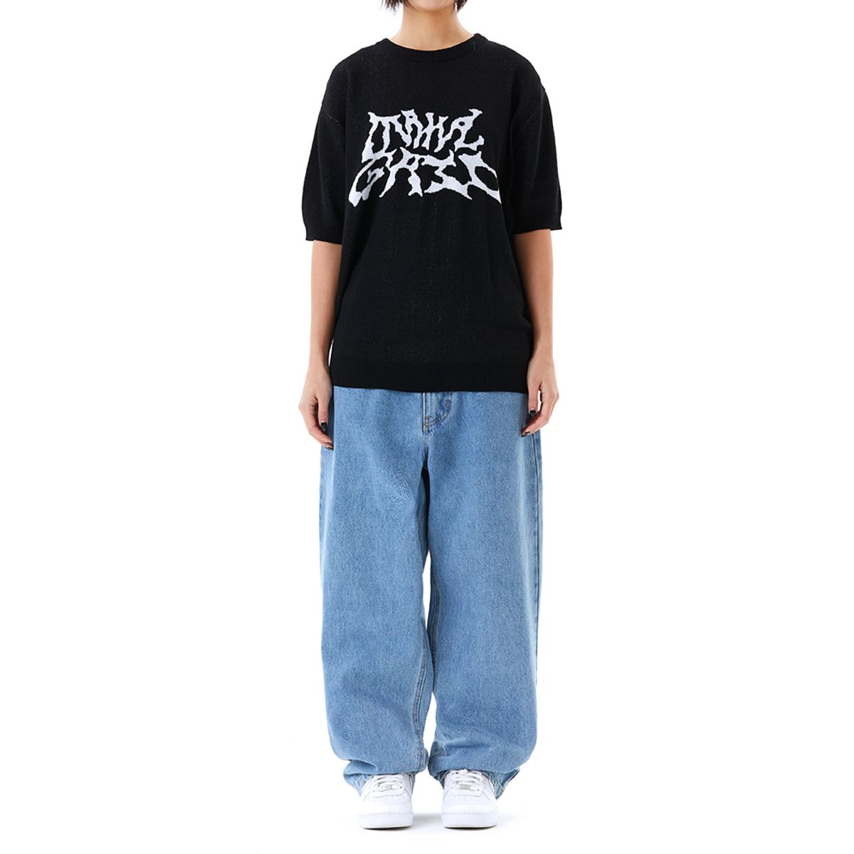 마하그리드(MAHAGRID) TRIBAL LOGO HALF KNIT BLACK(MG2DMMK602A)